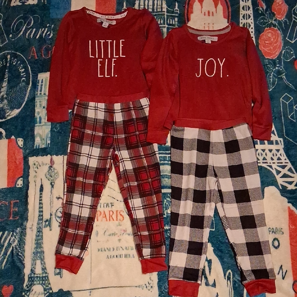 Rae Dunn Red and Black Plaid Kids Pajama Set